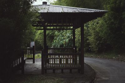 Empty benches in park