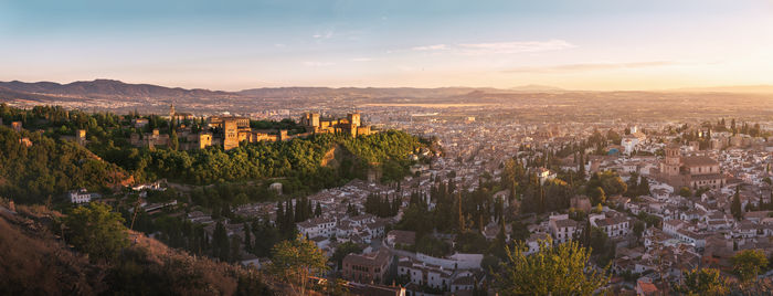 High angle view of townscape against sky