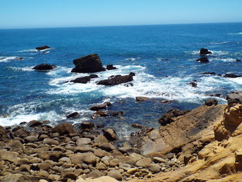 Scenic view of sea against clear sky