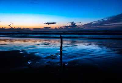 Scenic view of calm sea at sunset