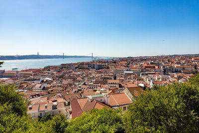 High angle view of townscape against sky