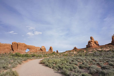 Scenic view of rock formation against sky