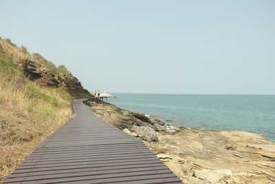 Scenic view of sea against clear sky