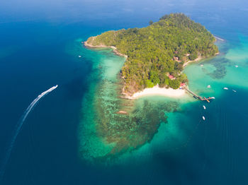 An aerial view sapi island,the tunku abdul rahman national park,sabah