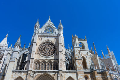 Front view of the cathedral of leon in spain