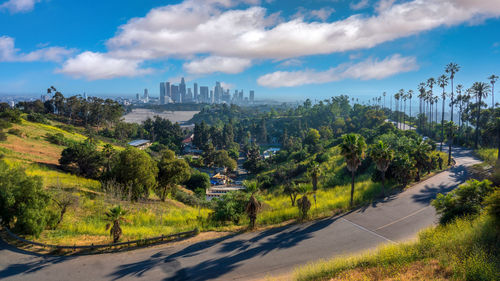 View on nature and modern skyline