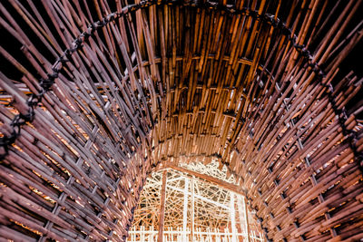 Low angle view of ceiling of bamboo