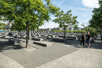 Women in park against sky