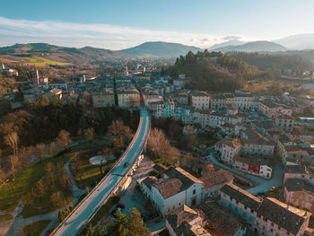 Aerial view of the medieval village of pergola