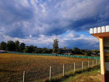 Scenic view of field against sky