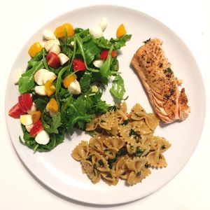 High angle view of food in plate