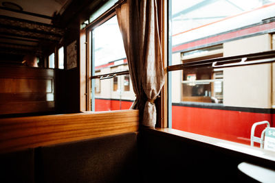 Close-up of train window