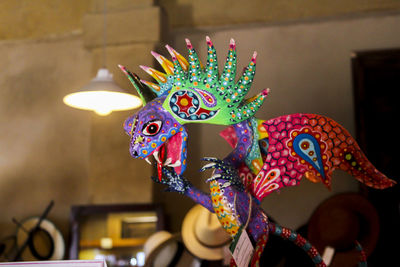 Close-up of multi colored illuminated lighting equipment