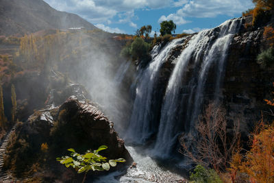 Scenic view of waterfall