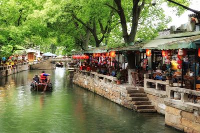 View of boats in canal