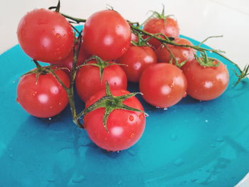 Close-up of wet cherry tomatoes