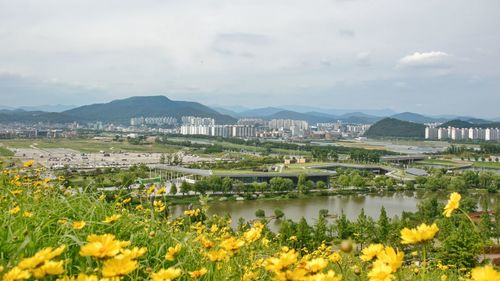 Scenic view of lake against sky