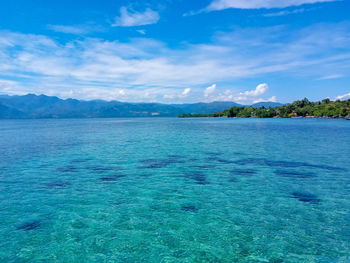 The blue view of the mamuju sea, west sulawesi, indonesia