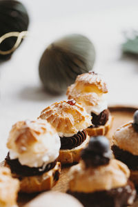 Close-up of cake in plate on table