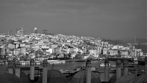 High angle view of townscape against sky