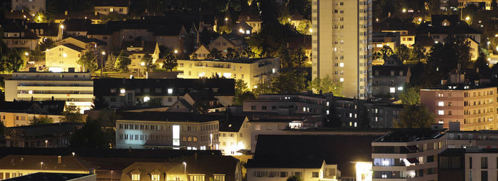 Illuminated cityscape at night