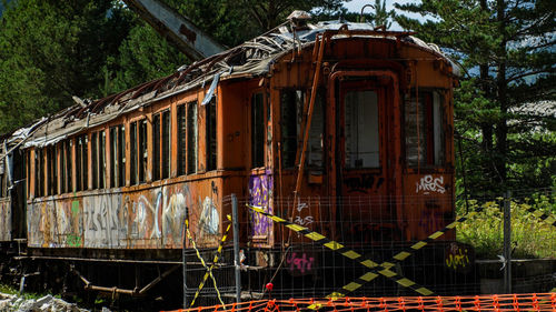 Abandoned train on railroad track