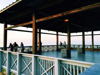 People standing in pavilion