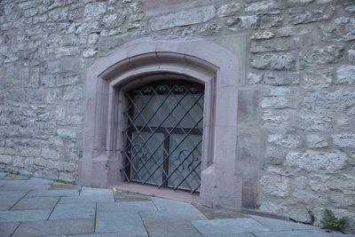 Closed door of building