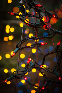 Low angle view of illuminated christmas tree at night