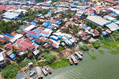 High angle view of townscape against buildings