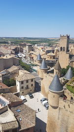 High angle view of townscape against sky