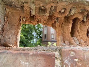 Close-up of old stone wall