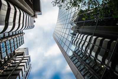 Low angle view of modern building against sky