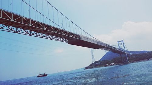 Low angle view of suspension bridge