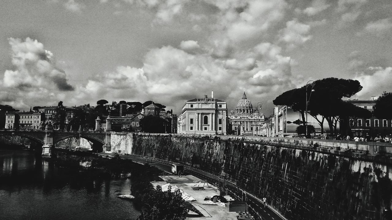 architecture, built structure, building exterior, cloud - sky, sky, day, outdoors, bridge - man made structure, water, animal themes, no people, city, nature