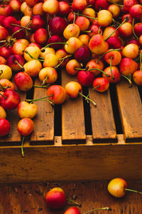 High angle view of apples