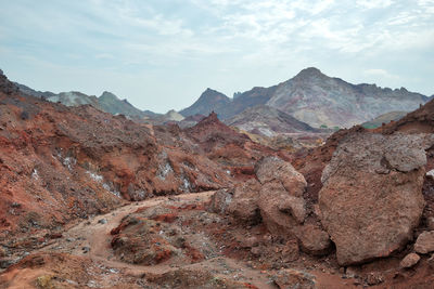 Scenic view of rocky mountains against sky