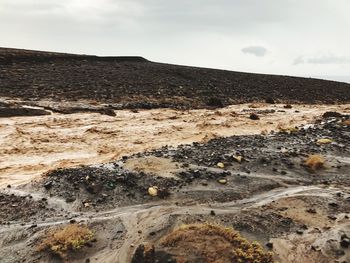 Scenic view of arid landscape against sky