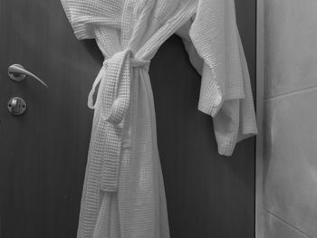 Bathrobe hanging on door