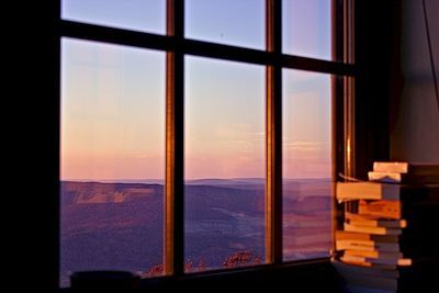 View of sea through window