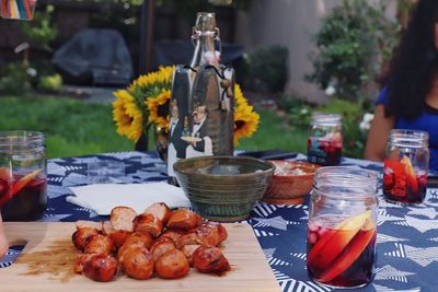 Close-up of various food on table