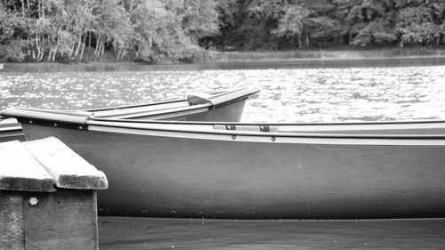 Calm lake with trees in background