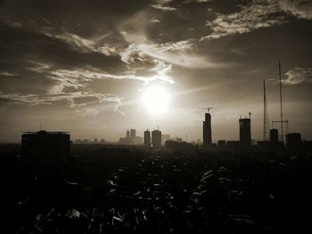 View of city at sunset