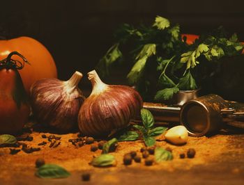 Close-up of vegetables on table