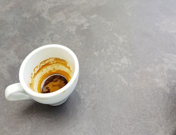 High angle view of coffee on table