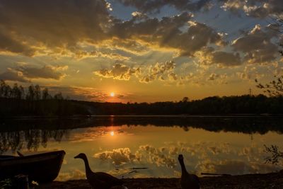 View of lake at sunset