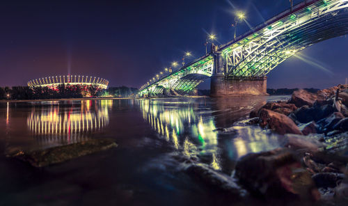 Look stones from  vistula river . night super sharp postcard ready poniatowski bridge , stadium wawa