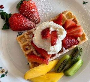 Close-up of strawberries in plate