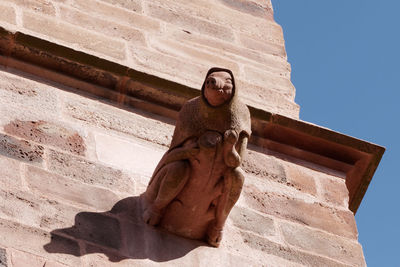 Low angle view of statue against clear sky