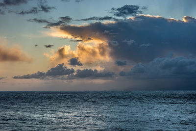 Scenic view of sea against cloudy sky